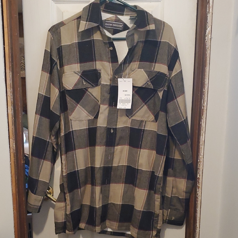 David Taylor Men's Plaid Shirt - Black and Tan